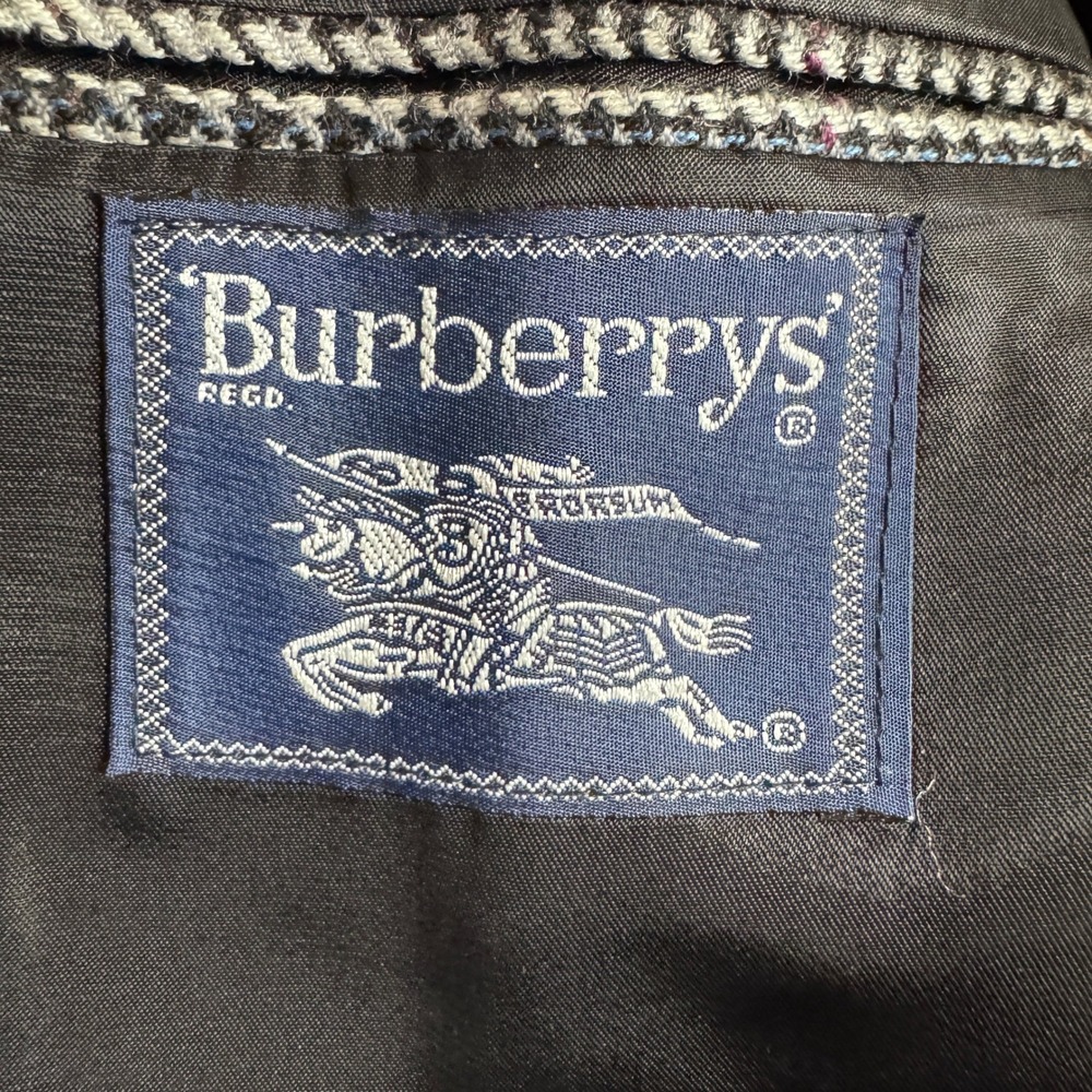 Burberrys Blazer Men 44L Grey Glen Plaid Sport Coat Vintage Dark Academia Luxury - Picture 3 of 16